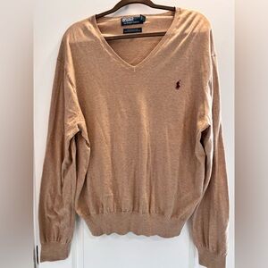 Ralph Lauren Men's Camel V-Neck Sweater